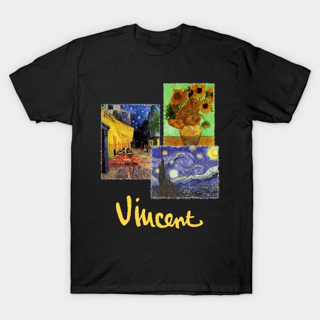 3 Famous Vincent van Gogh Paintings T-Shirt by MasterpieceCafe